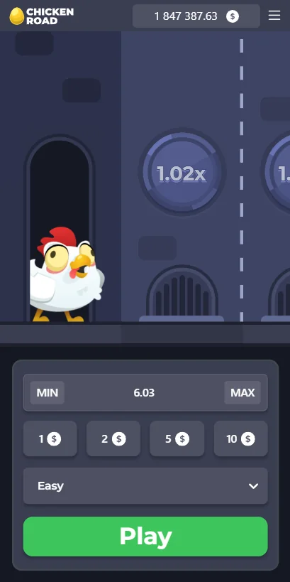 Original InOut Chicken Road mobile game interface
